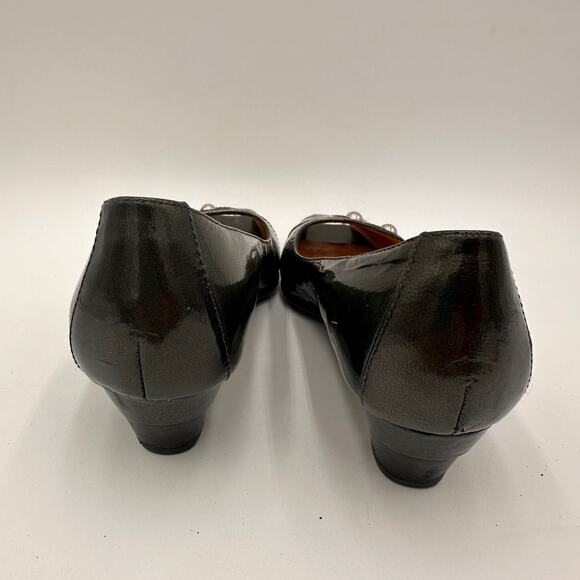 Sofft Pewter Patent Leather Slip On Peep Toe Heels Size 9 - Picture 4 of 9